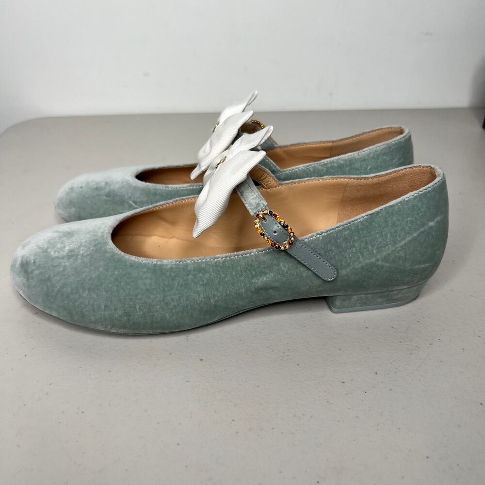 Chanel Velvet Ballet Flats Bow Métiers d'Art Size 38.5 - Picture 8 of 13